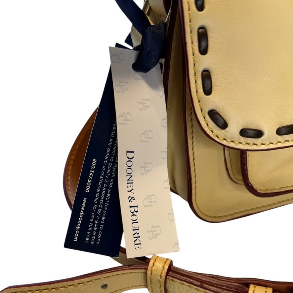Dooney & Bourke cream binocular bag w/brown leather stitching, red interior - Picture 14 of 16